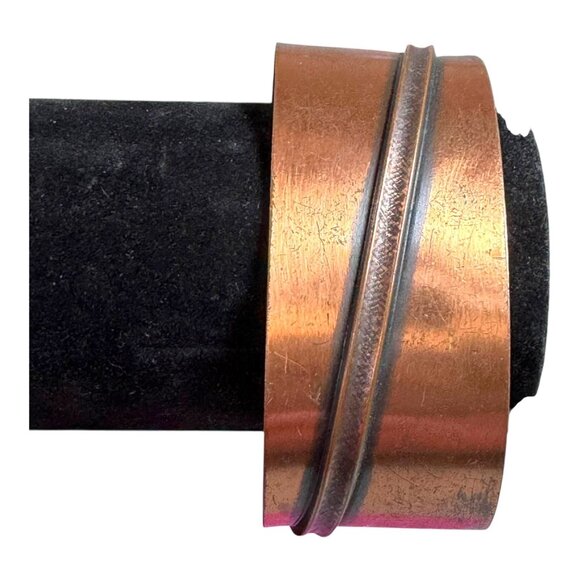 Vintage Solid Copper Cuff Bracelet MCM Modern Signed Nickel Bell Textured Band - Picture 1 of 8